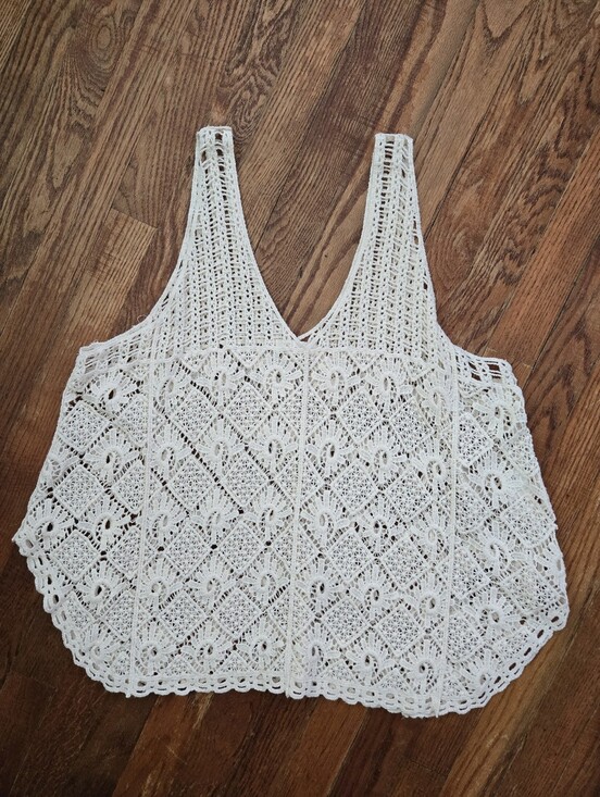 Adiva Tops - Adiva Crochet Sleeveless Blouse Size XL Cream Festival Boho Feminine Tank Top